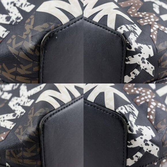 Michael Kors Jet set travel Tote Bag 35F1GTVT2L graphic logo black PVC Women - Picture 4 of 12